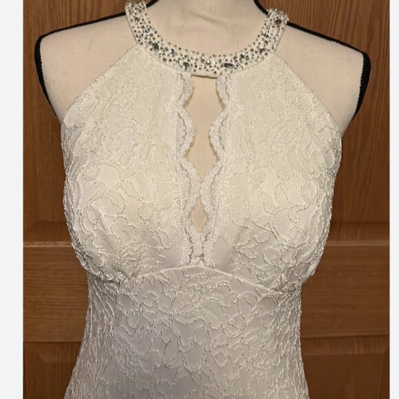 David's Bridal halter lace beaded wedding formal dress new with tags - Picture 5 of 16